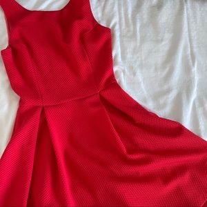 Love...ady Red Pleated Skater Dress